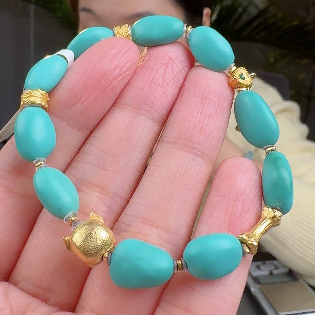 绿松石珠宝奇石18K金镶嵌