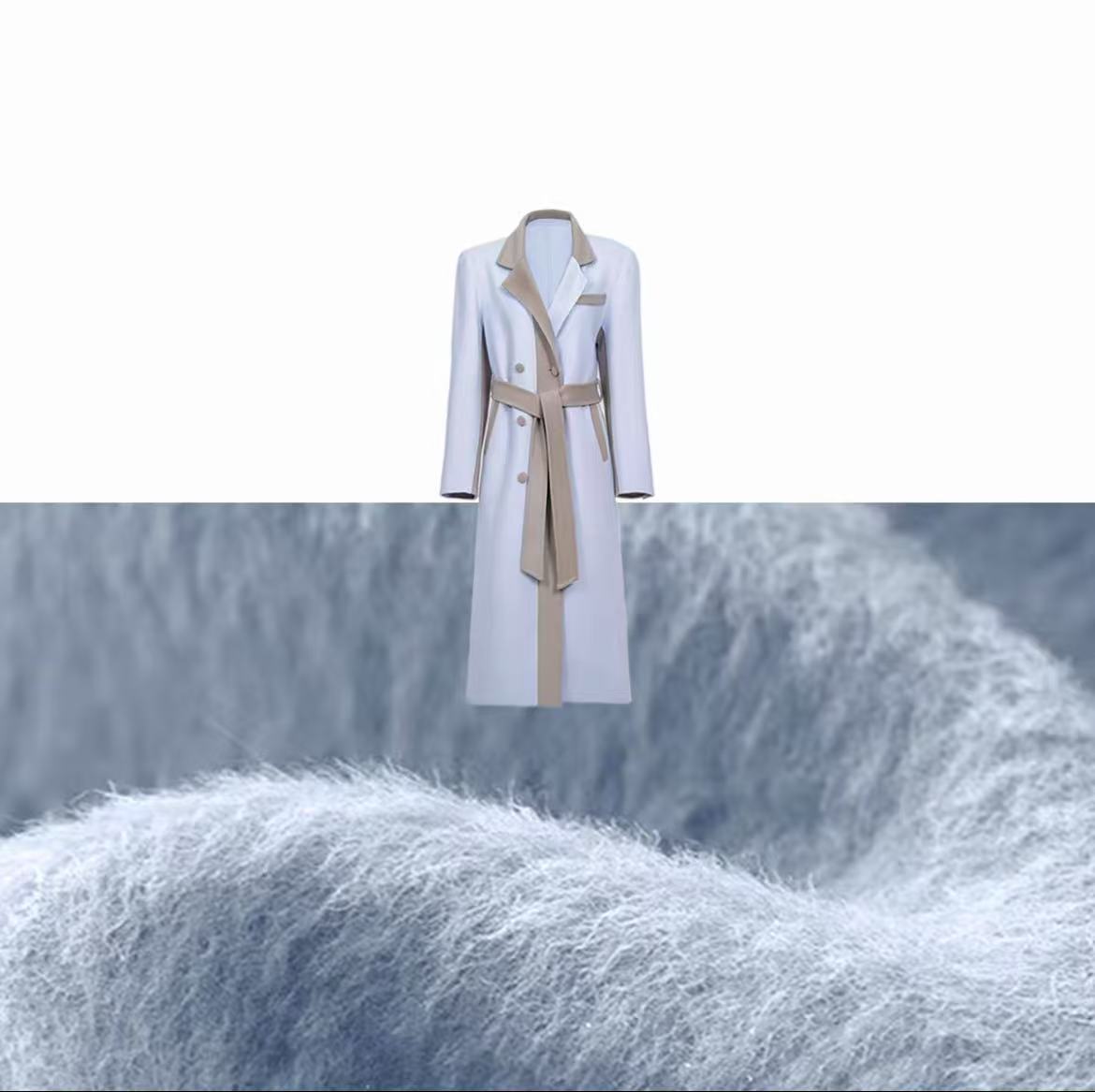 苏黎世｜莫兰迪拼色秋冬气质双面羊绒大衣