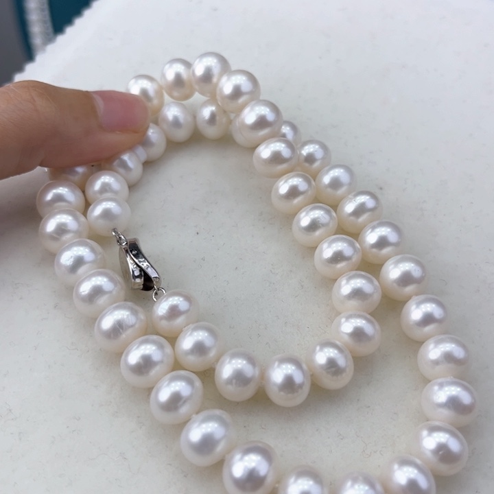 淡水珍珠颈饰银S925镶嵌10➕冷白