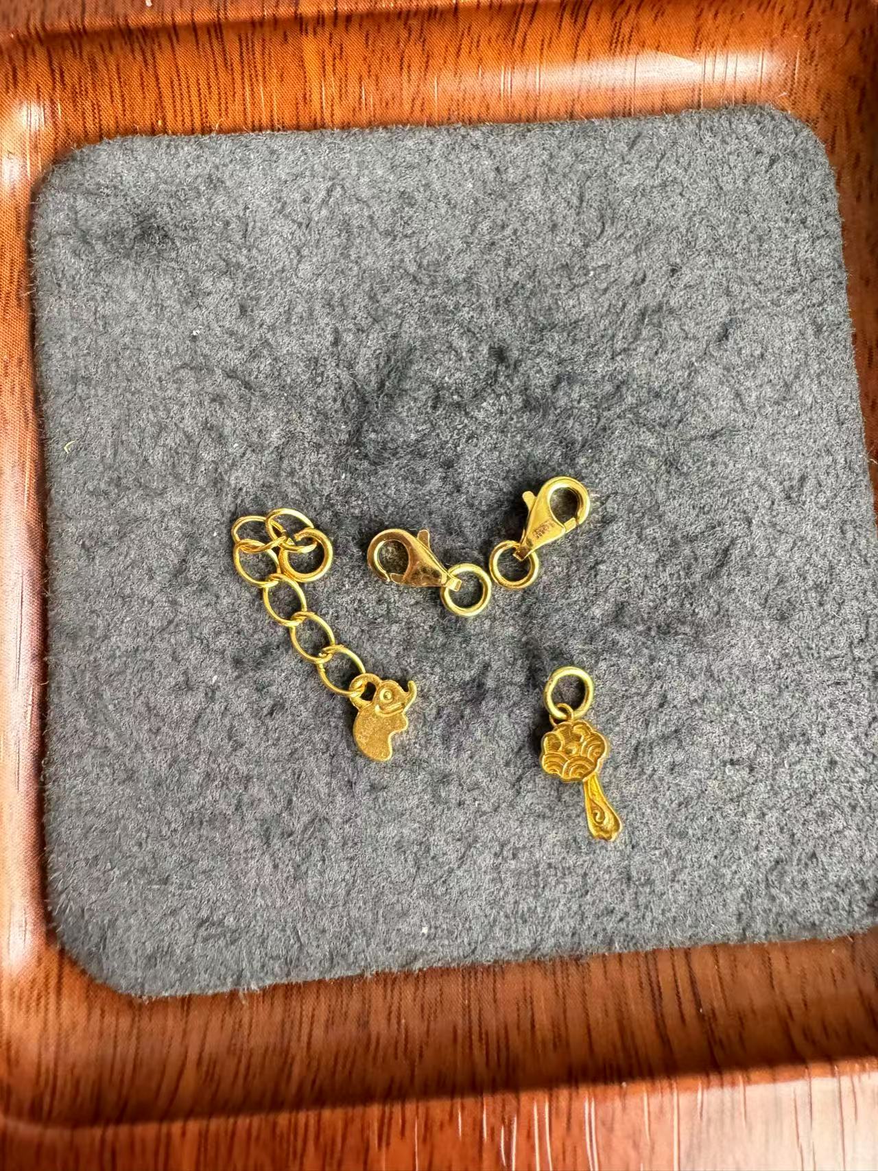 足金999 古法工艺如意小象尾链扣头