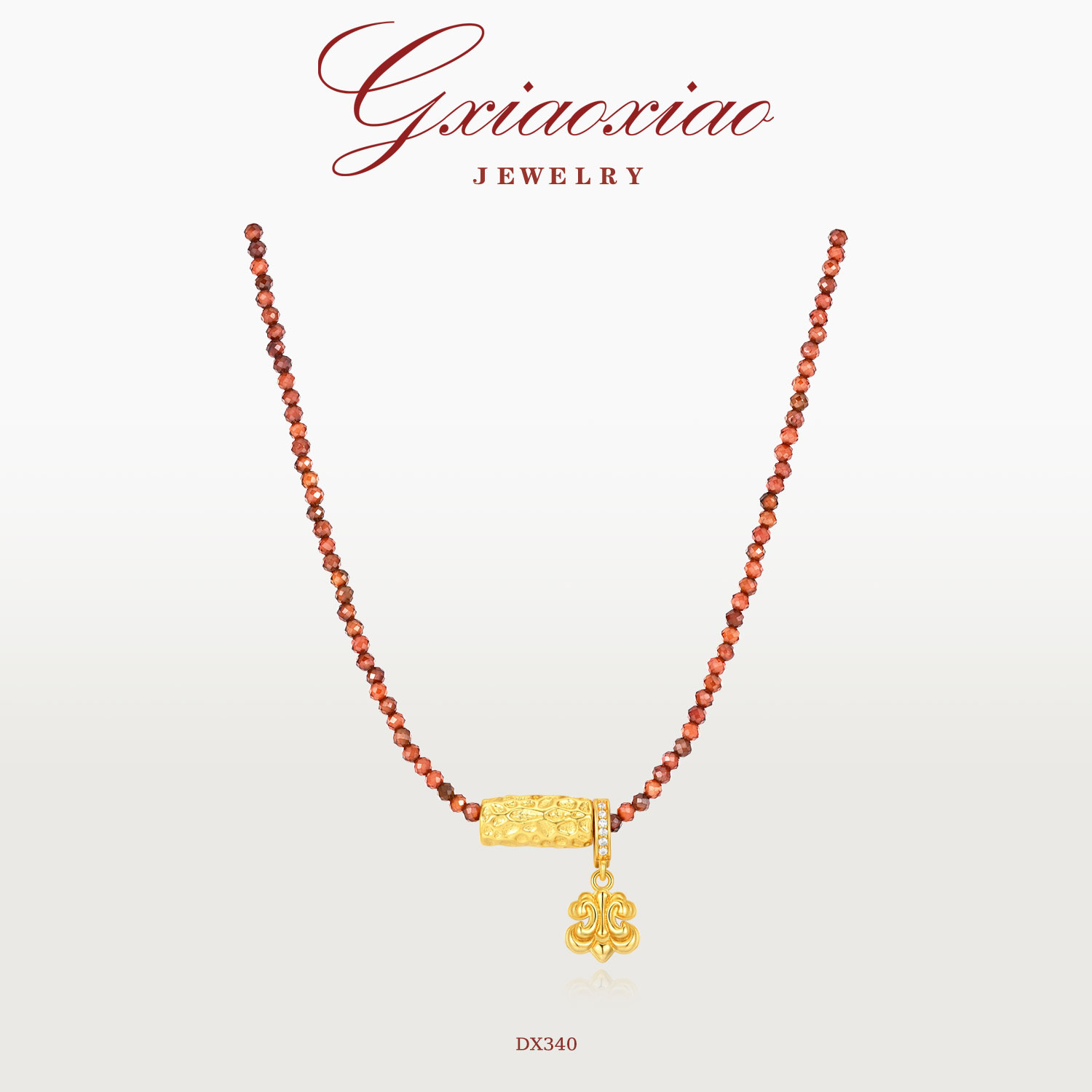 G XIAOXIAO 镀K金 【鸢尾金梦】时尚气质高级感鸢尾花项链 DX340