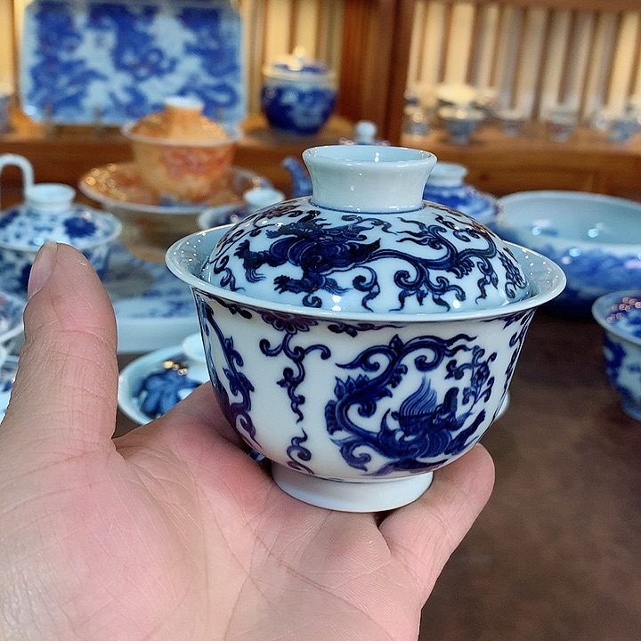 錡镇堂手工手绘绘盖碗
