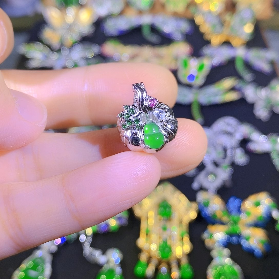 吊坠(不含链)银S925镶嵌翡翠