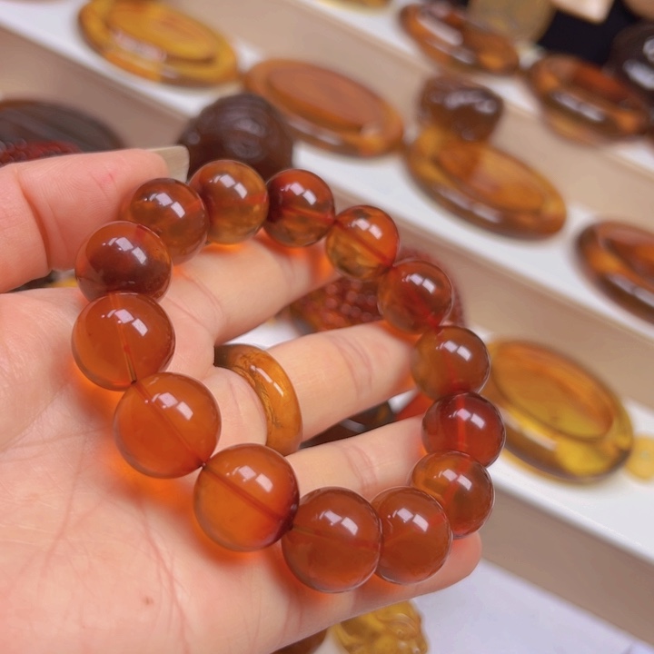 琥珀手串未镶嵌天然缅甸血珀手串35.3克