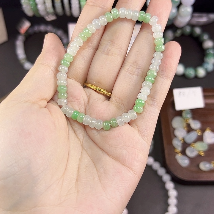 未镶嵌手串翡翠卡5.5 双色算盘珠