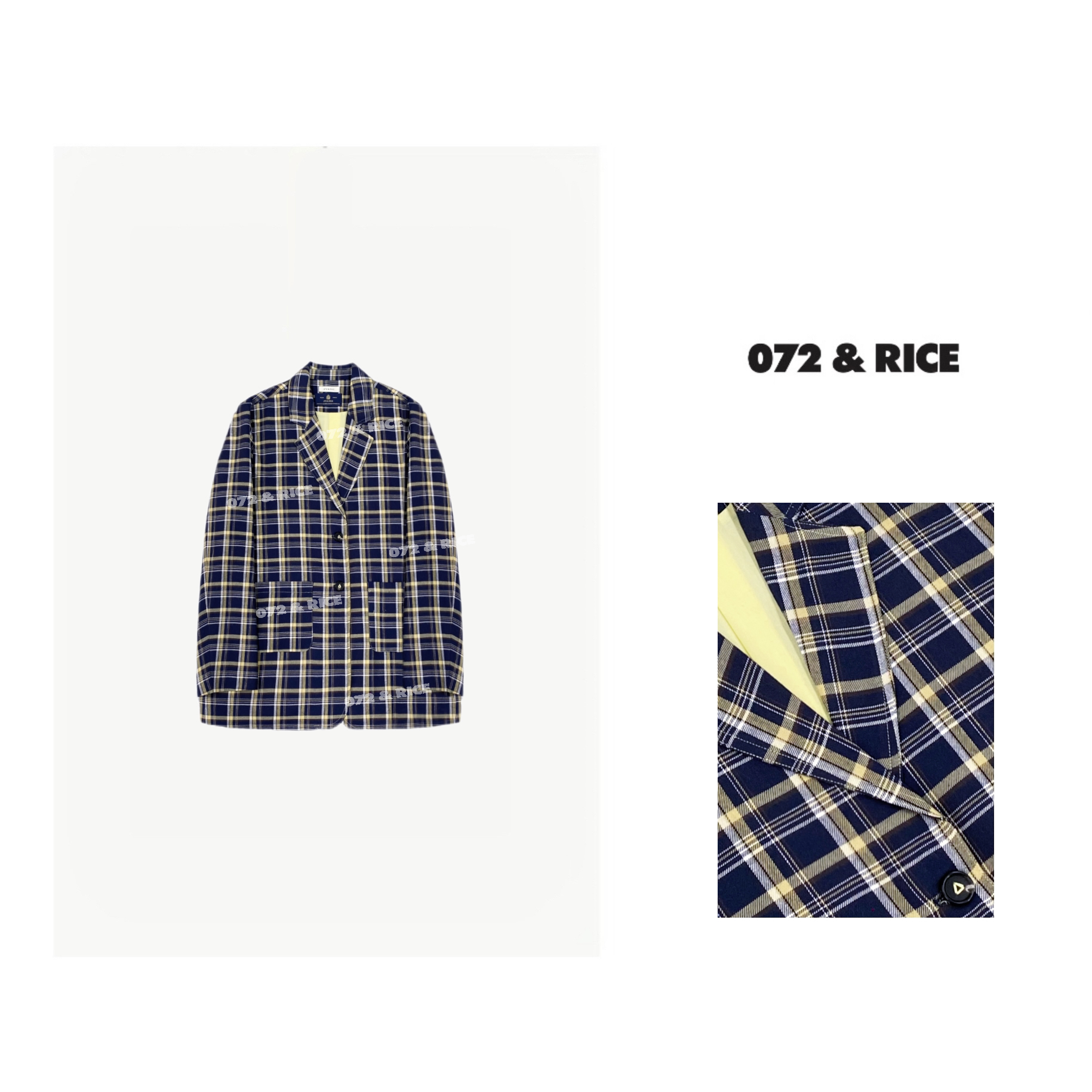 072 & RICE【伯克利】100纯棉 春季休闲格纹西装外套 24W012Z FF11
