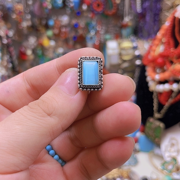 锌合金合金琉璃蓝色猫眼耳钉