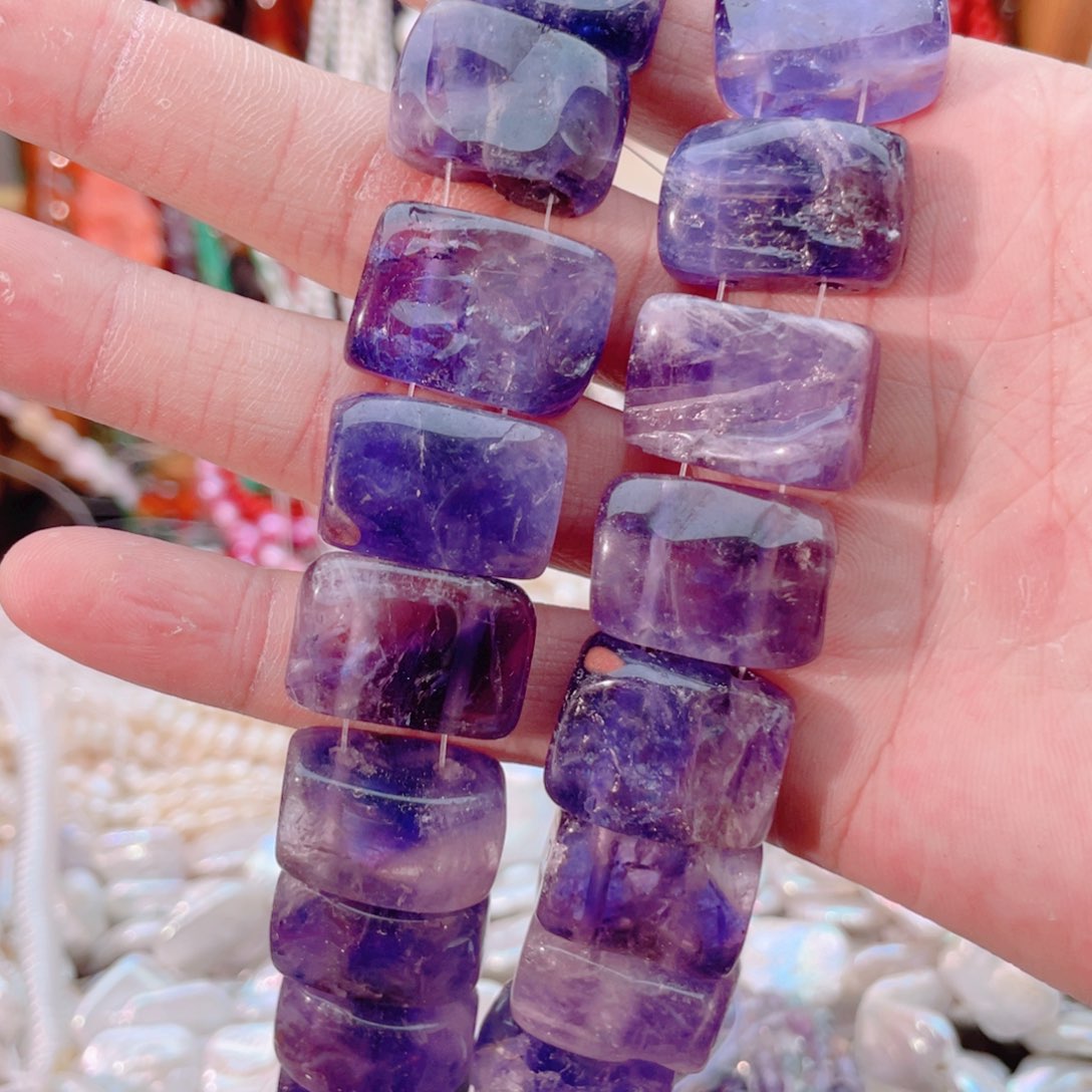 玛瑙/玉髓未镶嵌珠宝半成品紫水晶手牌1条卡21