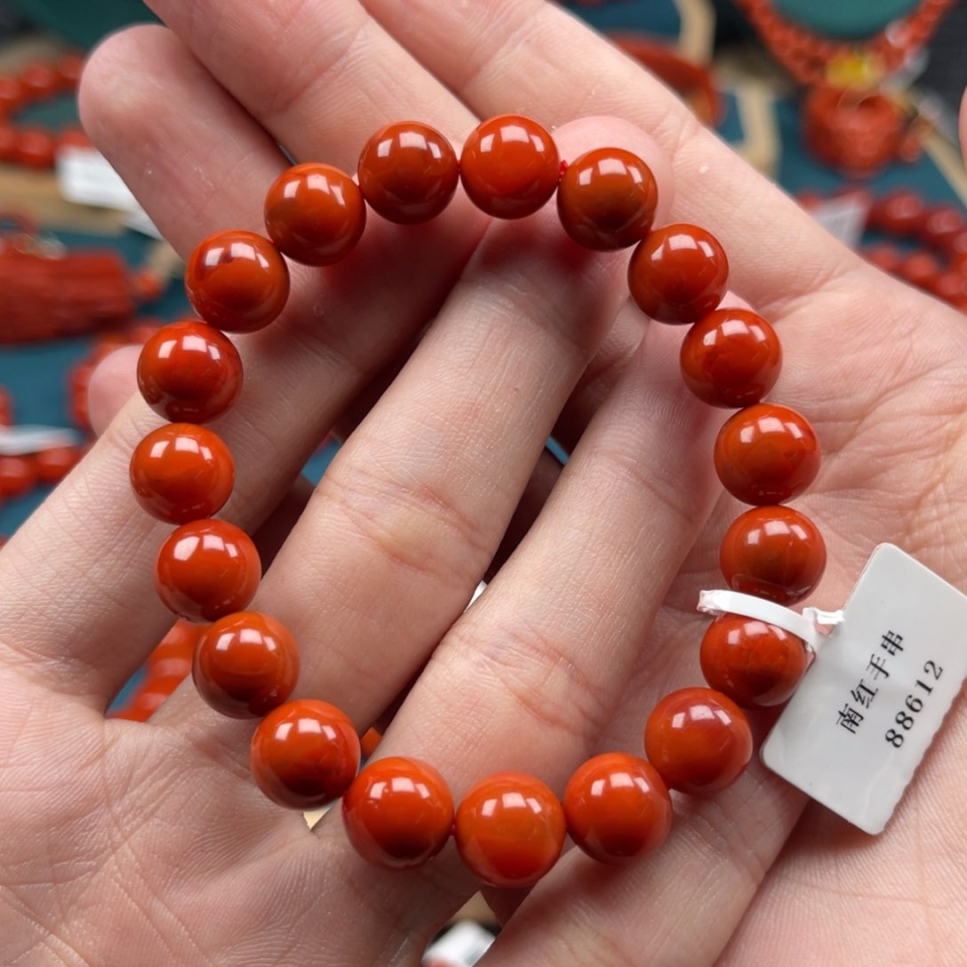 南红玛瑙未镶嵌10mm瓦西牛血红单圈