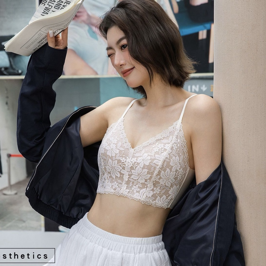 6098法式高级软蕾丝时尚高级百搭无痕透气聚拢有型短款美背