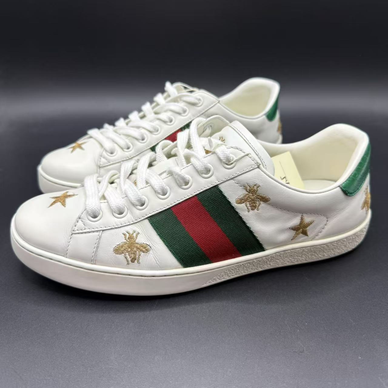 95新 GUCCI/古驰 【聚星福利】男士白时尚百搭星星白鞋39.5欧ca539t