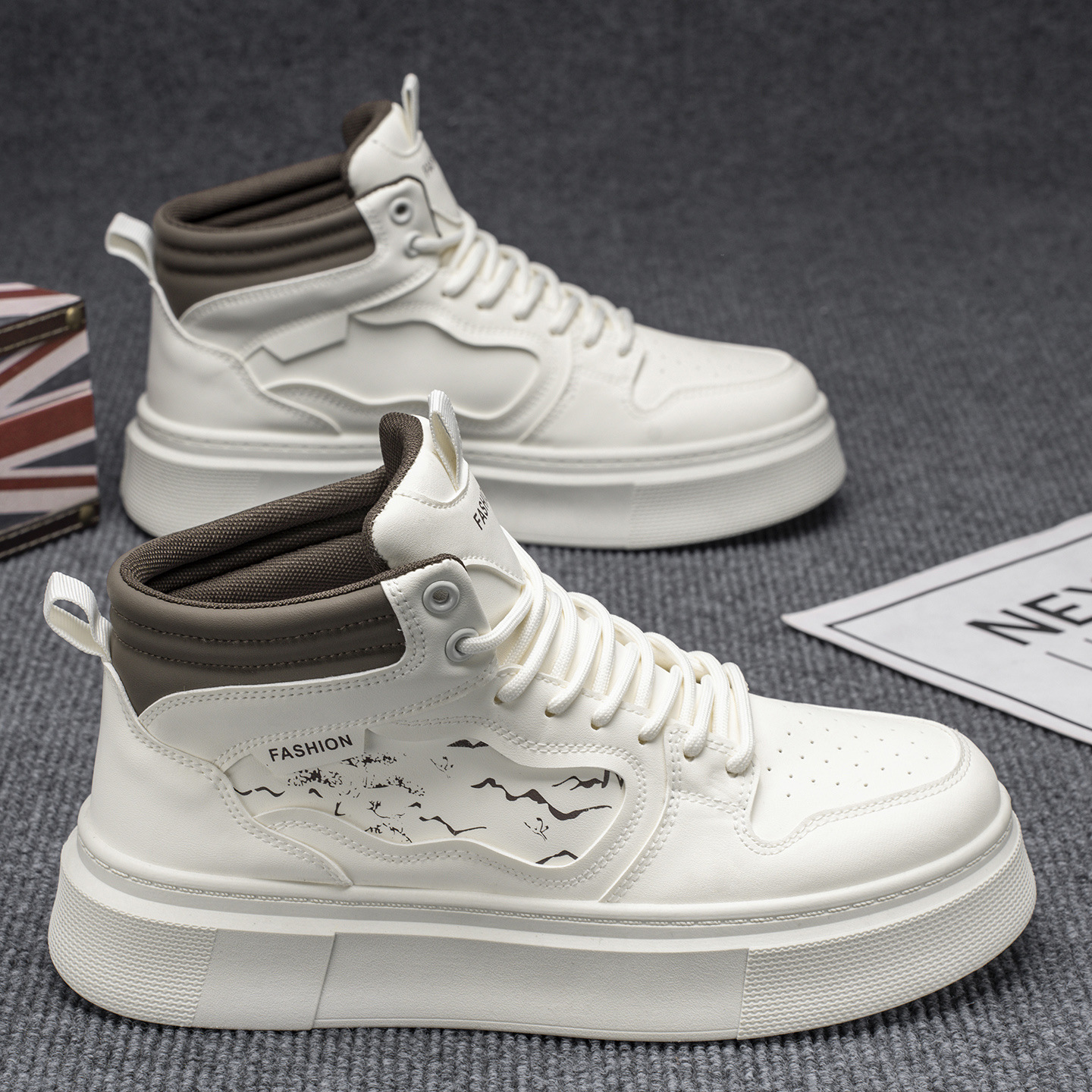 秋季男鞋新款高帮小白鞋子男款潮流百搭厚底CS11