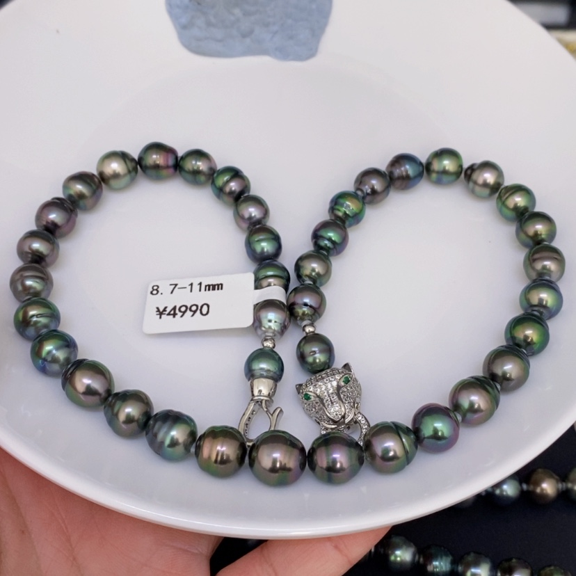 【闪购商品】海水珍珠项链未镶嵌唯****色大溪地项链8.7-11mm燕