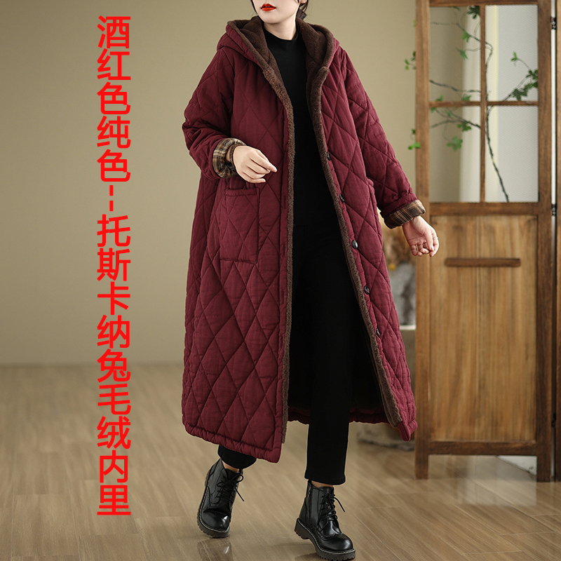 纯色--抗寒零下30°棉衣加绒加厚托斯卡纳兔毛绒保暖防风减龄百搭
