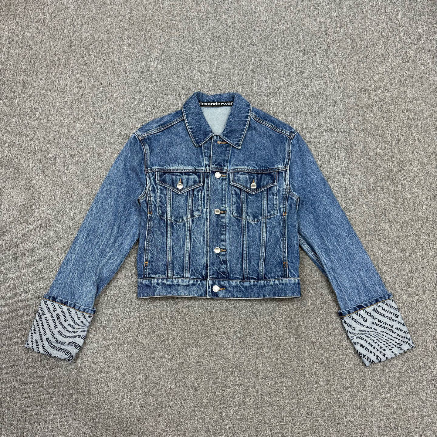 99新 ALEXANDER WANG 17714956 nz蓝色logo印花牛仔外套 XS码99新