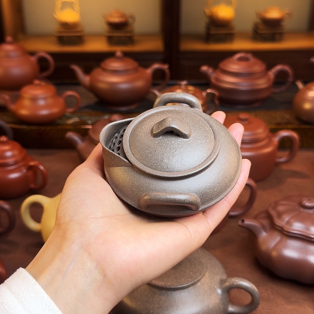 紫砂茶壶手抓壶，青段