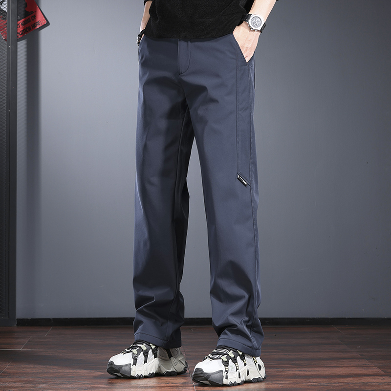 户外三防休闲裤男秋冬款宽松直筒冲锋裤加绒登山徒步拒水软壳裤潮