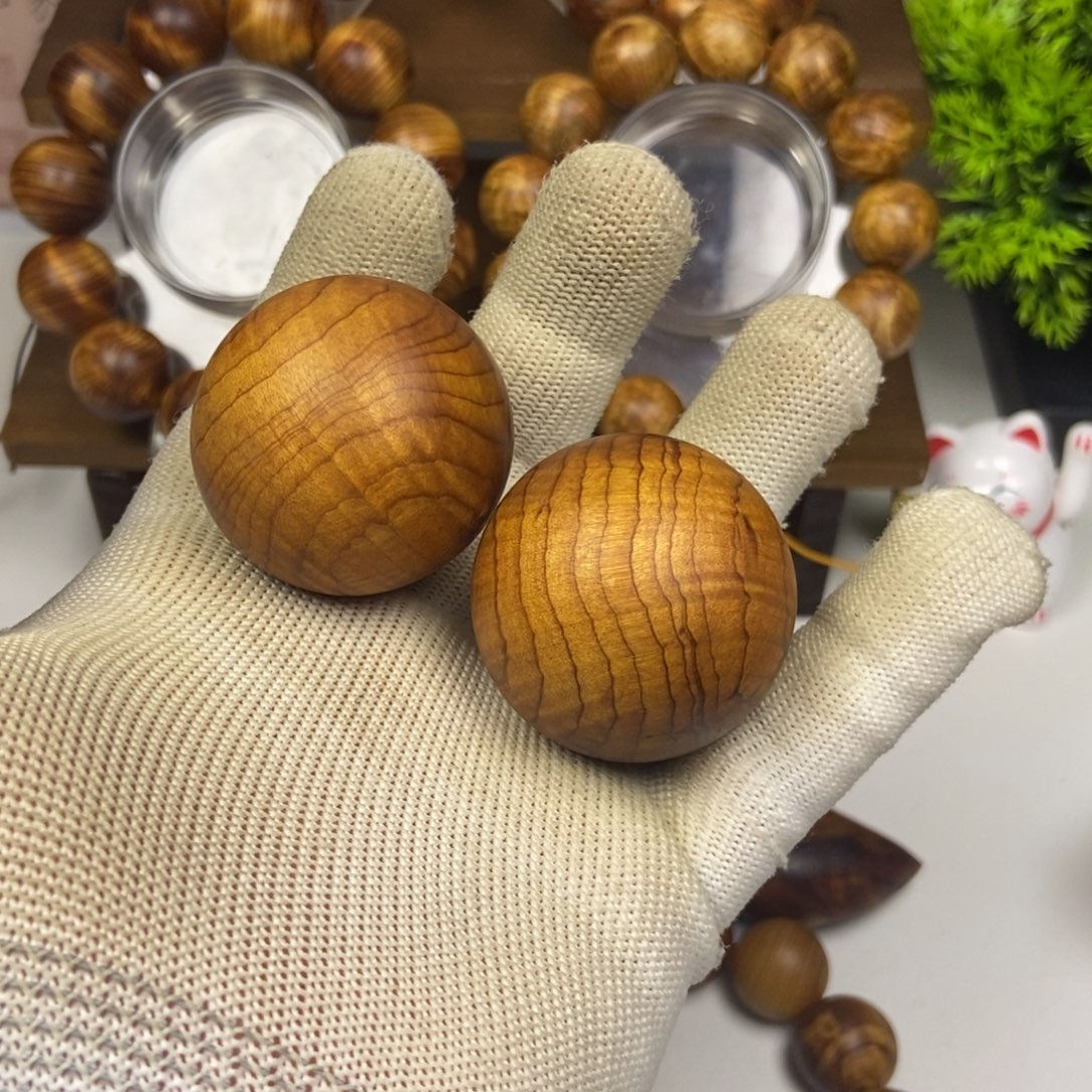 柏木（崖柏）手串/手链4.0崖柏水波纹手球