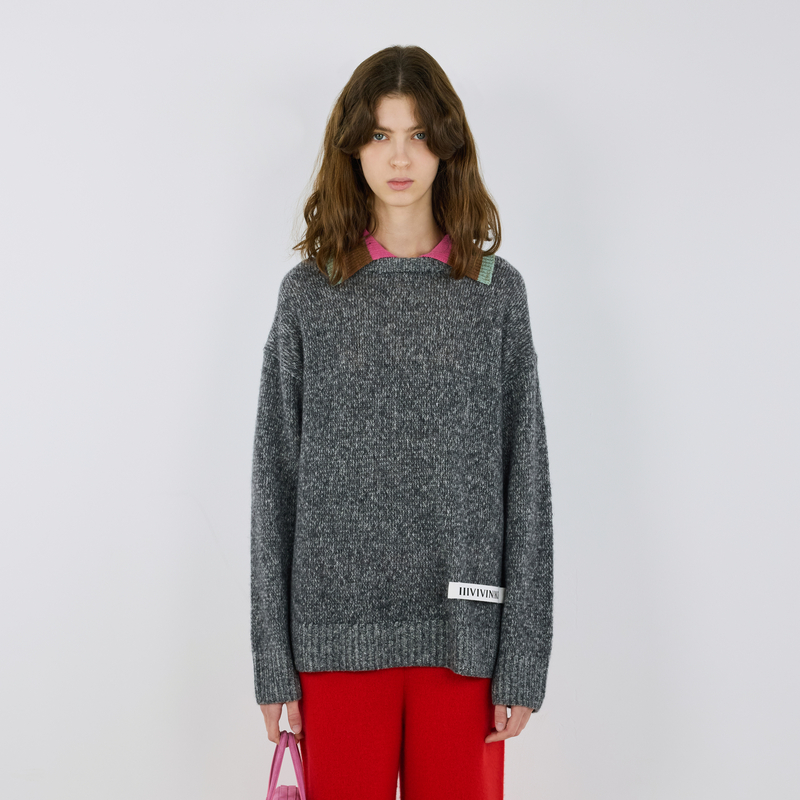 IIIVIVINIKO 2025AW"美丽诺羊毛织造"撞色翻领羊毛衫M540122643D