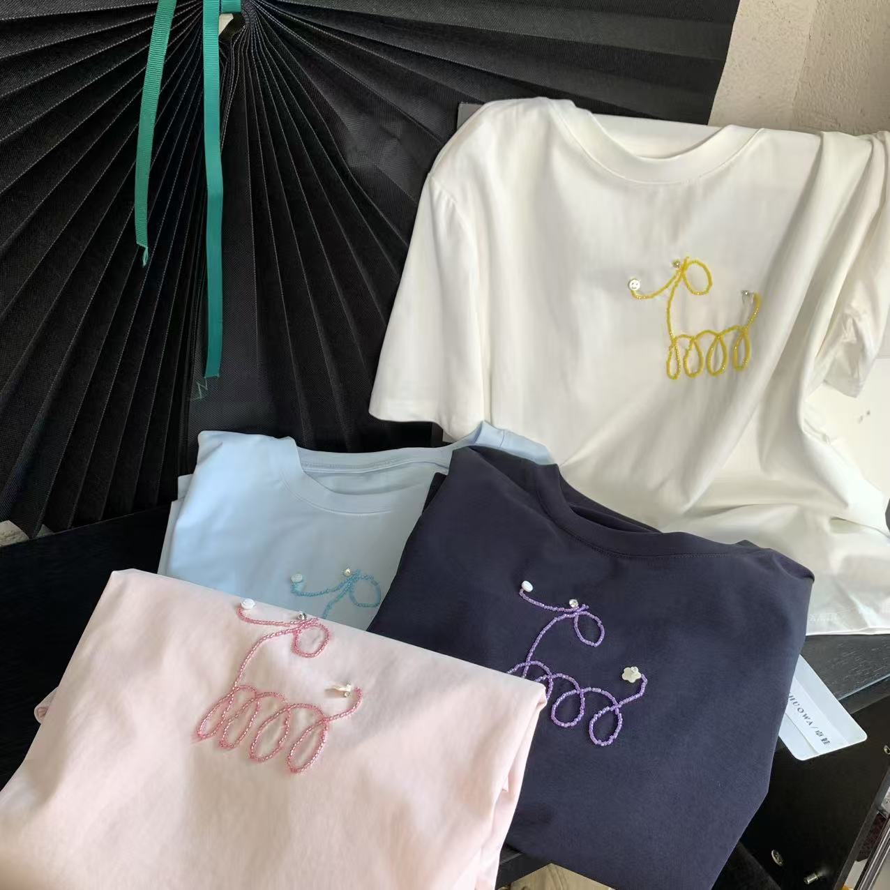 『雨美 Show』22639夏季百搭串珠圆领T