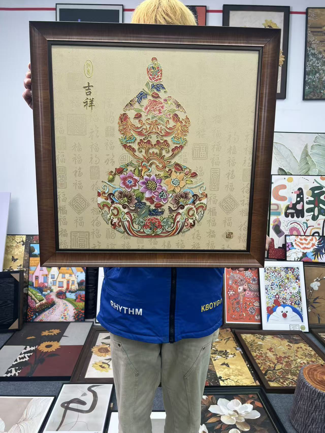 《康宁葫芦》皮革装饰画适用于客厅餐厅玄关葫芦JL03-60-60