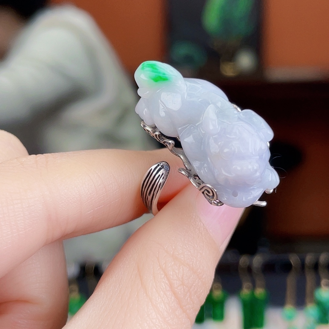 翡翠银S925镶嵌耳饰