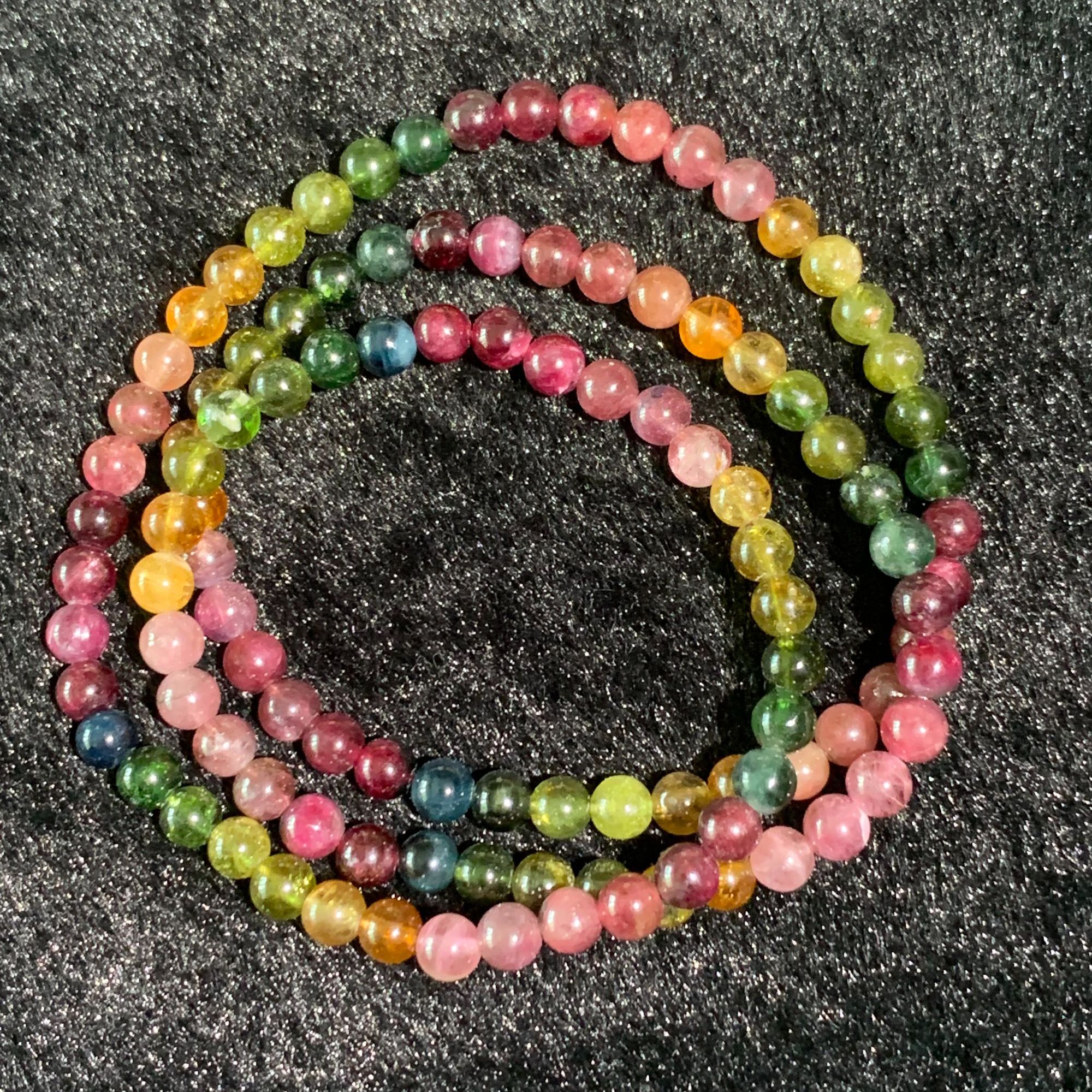 天然巴西老矿彩虹碧玺手链5M+三圈正宗糖果色碧玺（多样式发一）