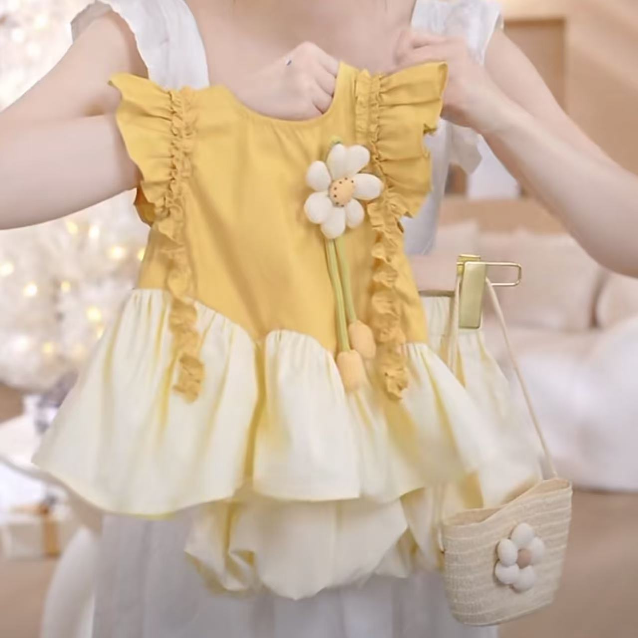 女宝宝2025夏季衬衫两件套新款女宝宝太阳花舒适可爱公主套装潮款