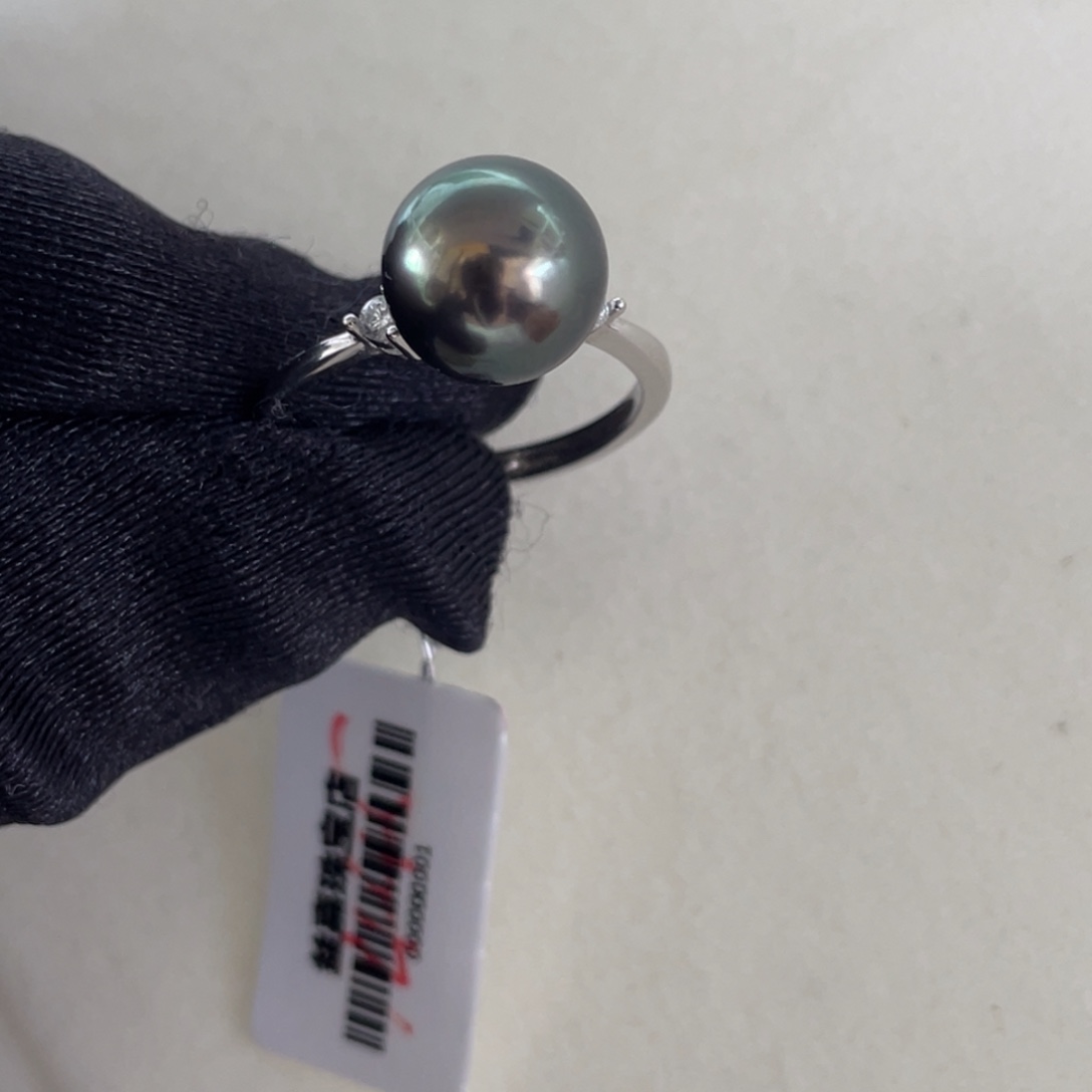 银S925镶嵌戒指海水珍珠10.0mm