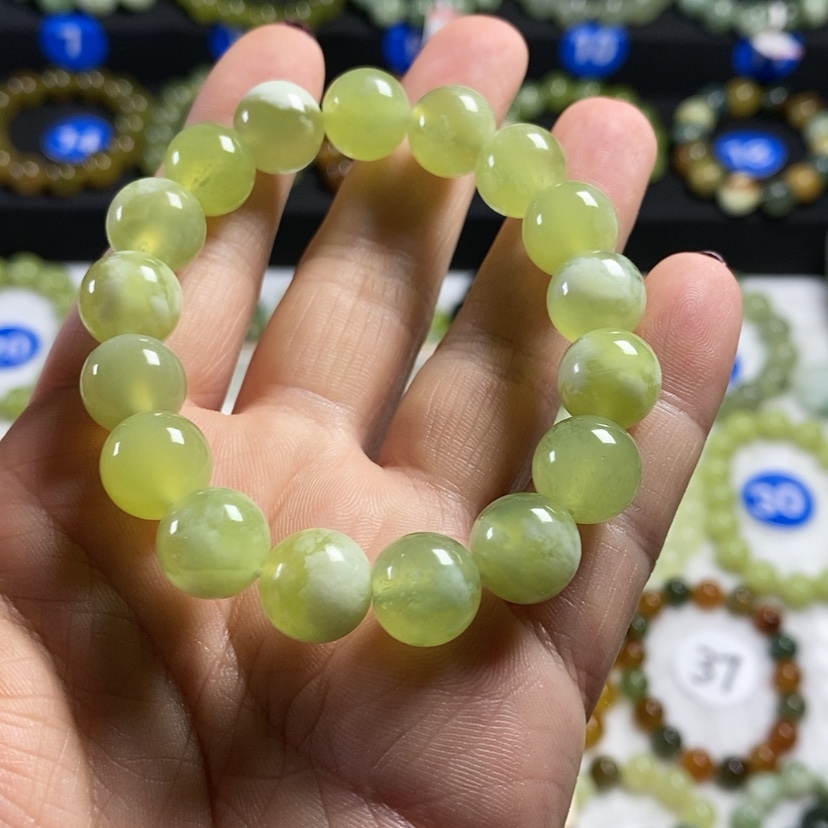 【闪购商品】蛇纹石玉手链未镶嵌林****?卡12