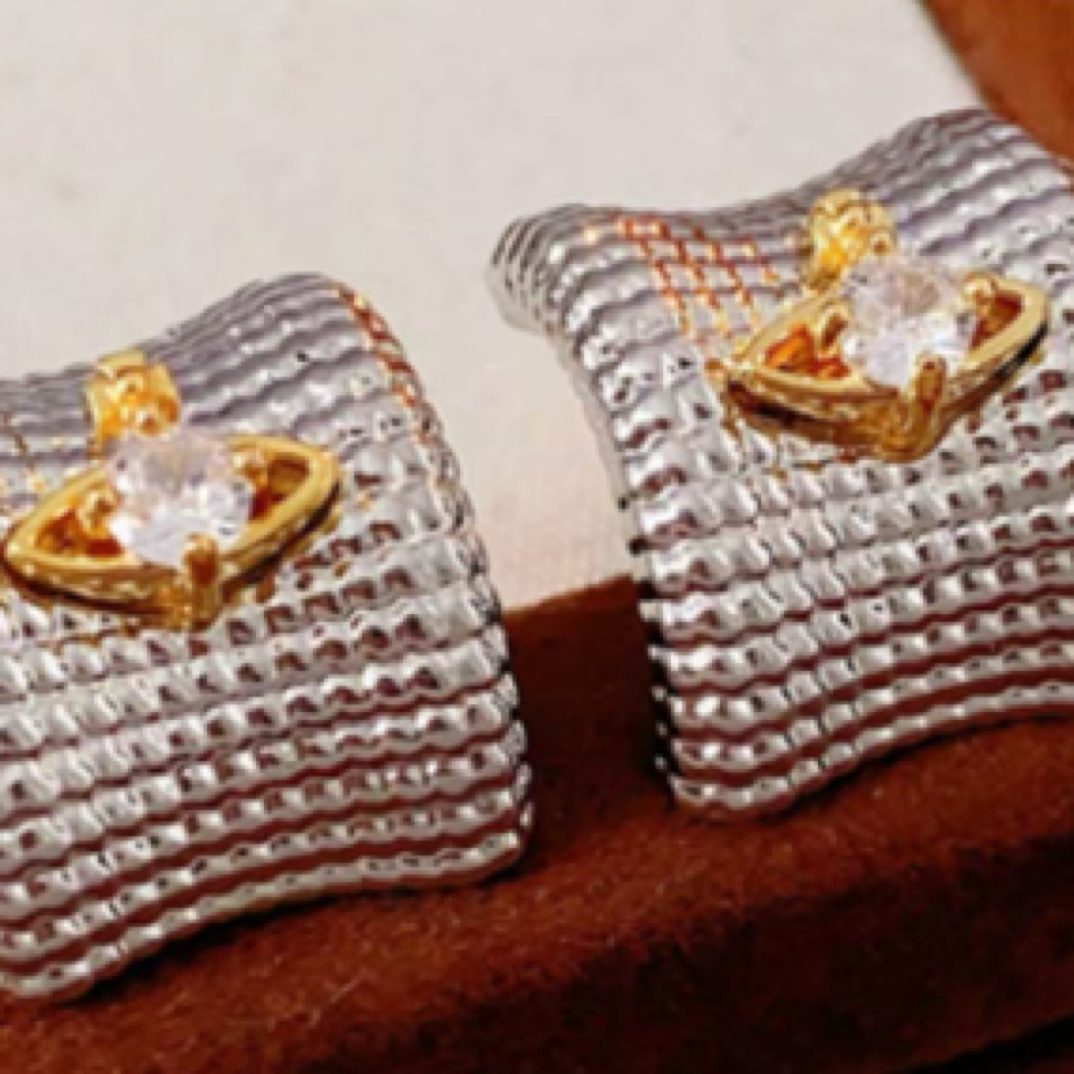 铜合金耳饰 5010 棱纹曲面土星耳钉