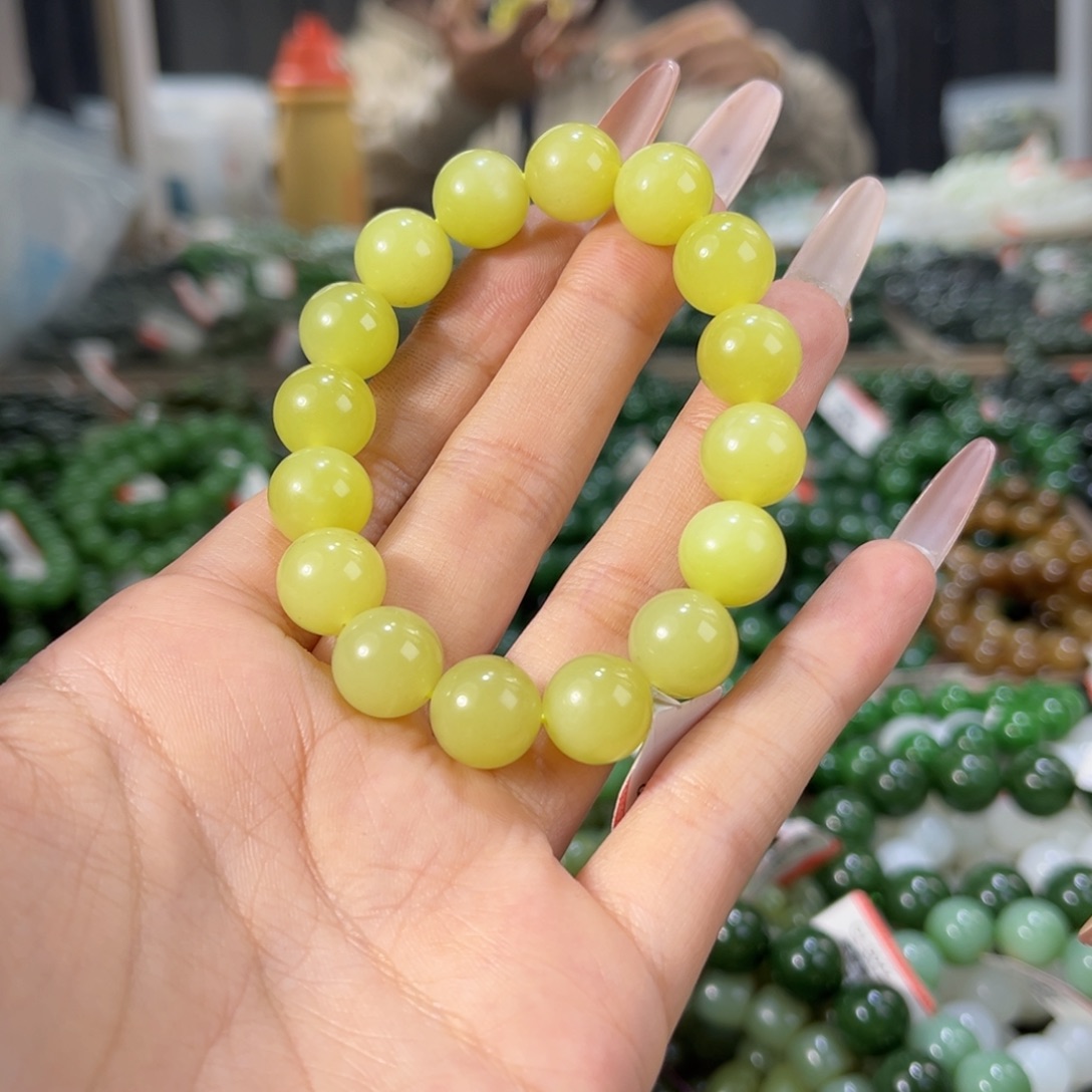 用***9和田玉未镶嵌手链天然和田玉新疆若羌黄口手串12