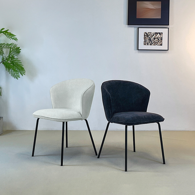 设计师新款北欧轻奢靠背餐椅网红咖啡厅单人洽谈椅软包布艺餐厅椅
