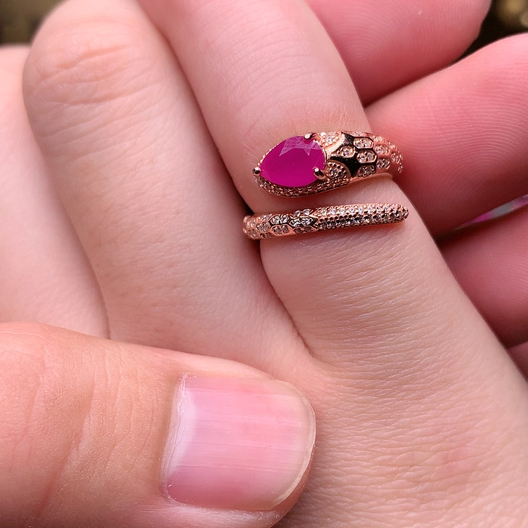 红宝石戒指银S925镶嵌