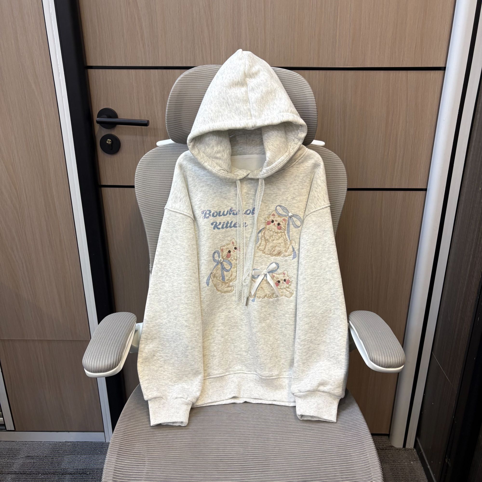 冬款韩范猫咪蝴蝶结加绒女童连帽卫衣  F272 272 H