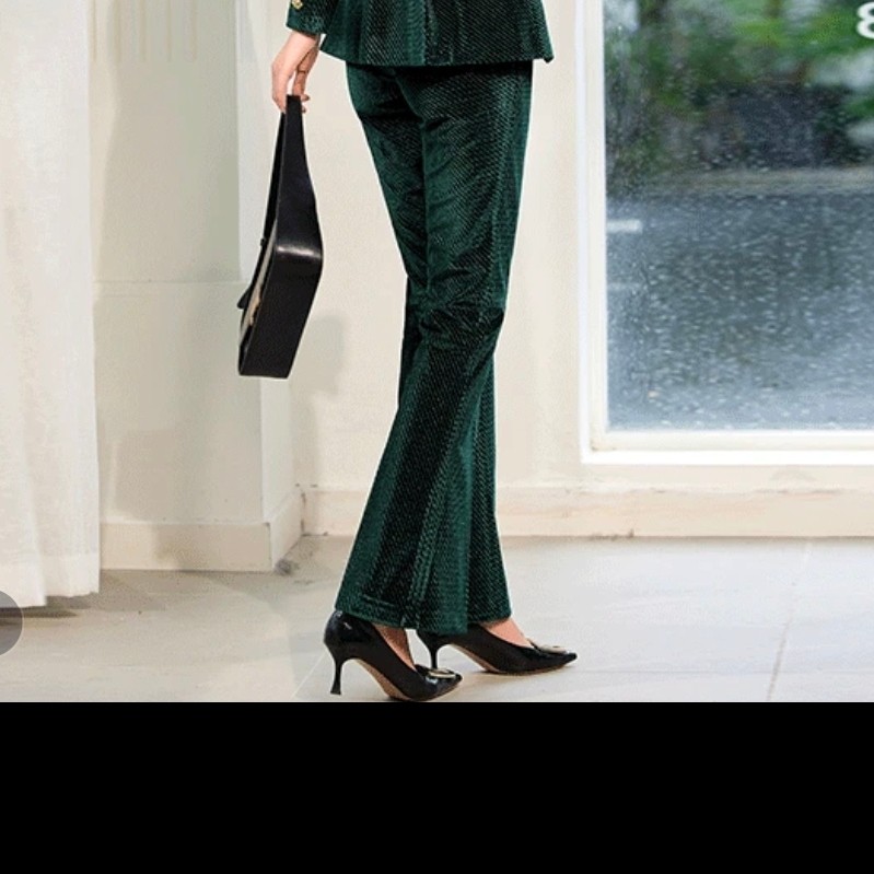 A区B513春秋新款女士高腰显瘦金丝绒直筒休闲微喇裤