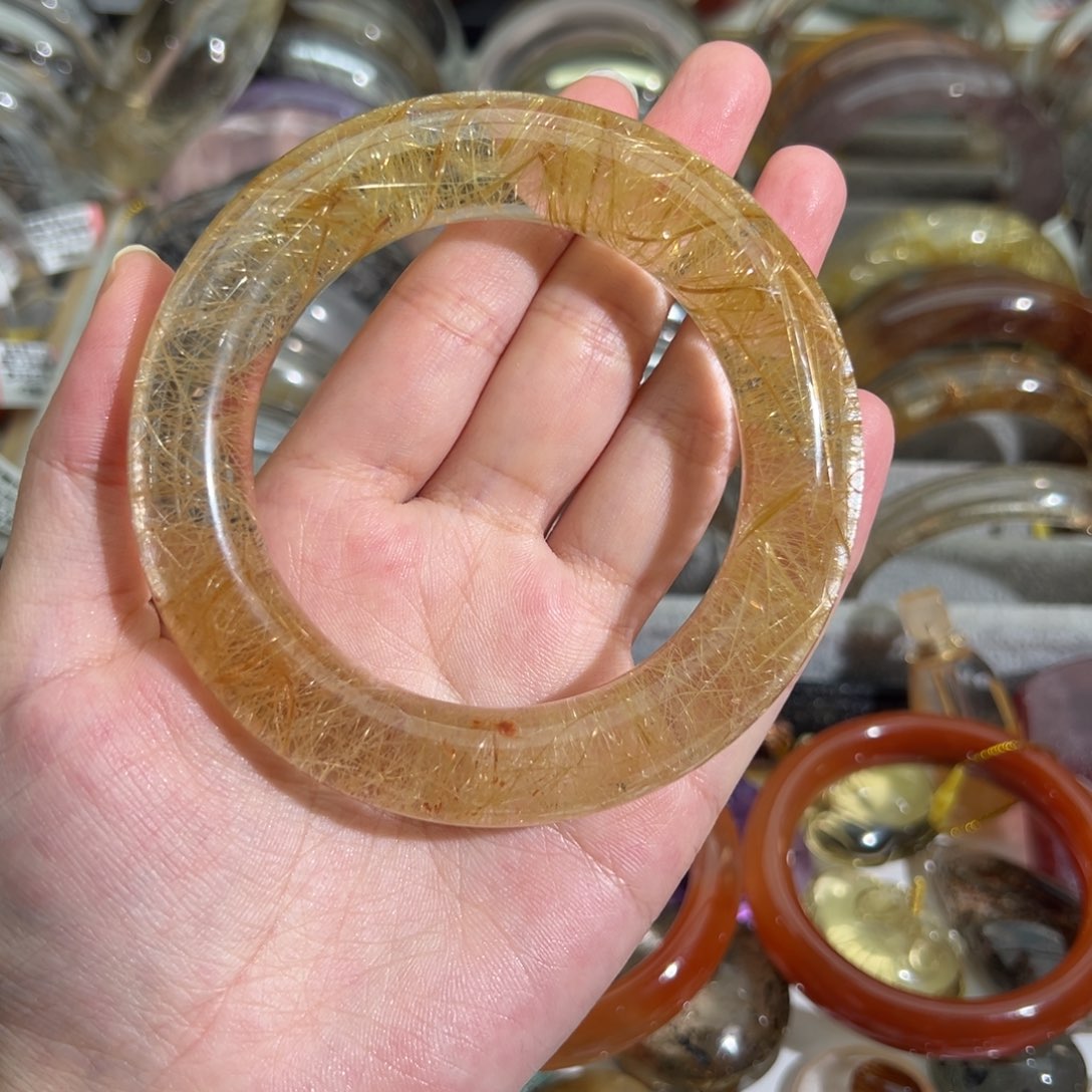 未镶嵌手镯水晶润****司天然金发晶手镯