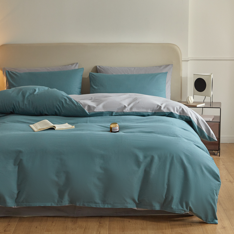 全棉50支加厚四件套秋冬单人纯色学生宿舍三件套纯棉简约保暖套件