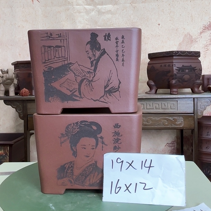 紫砂花盆四大弟子+四大美女