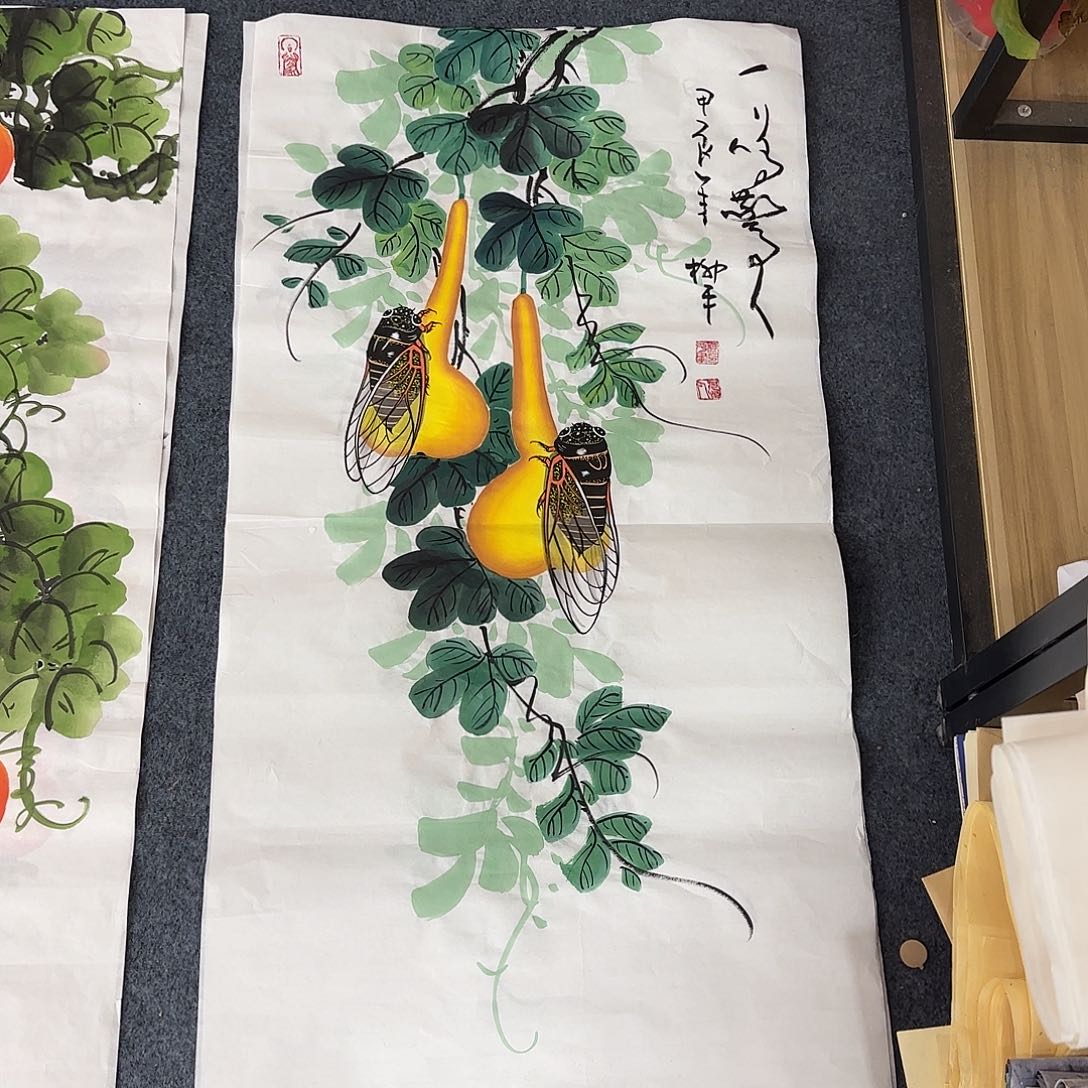 国画尺寸50X100手绘作品 