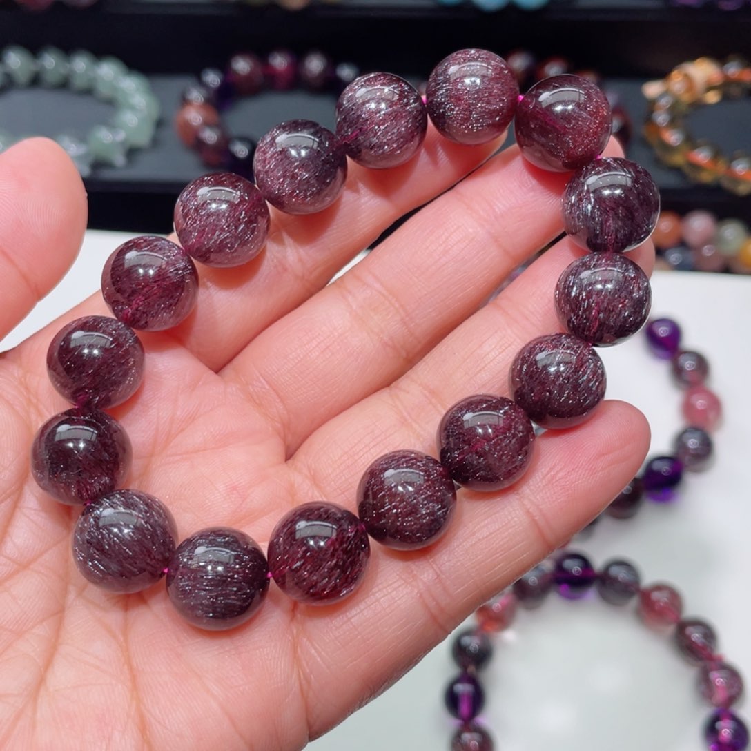 水晶手链未镶嵌超七手链，晶体通透