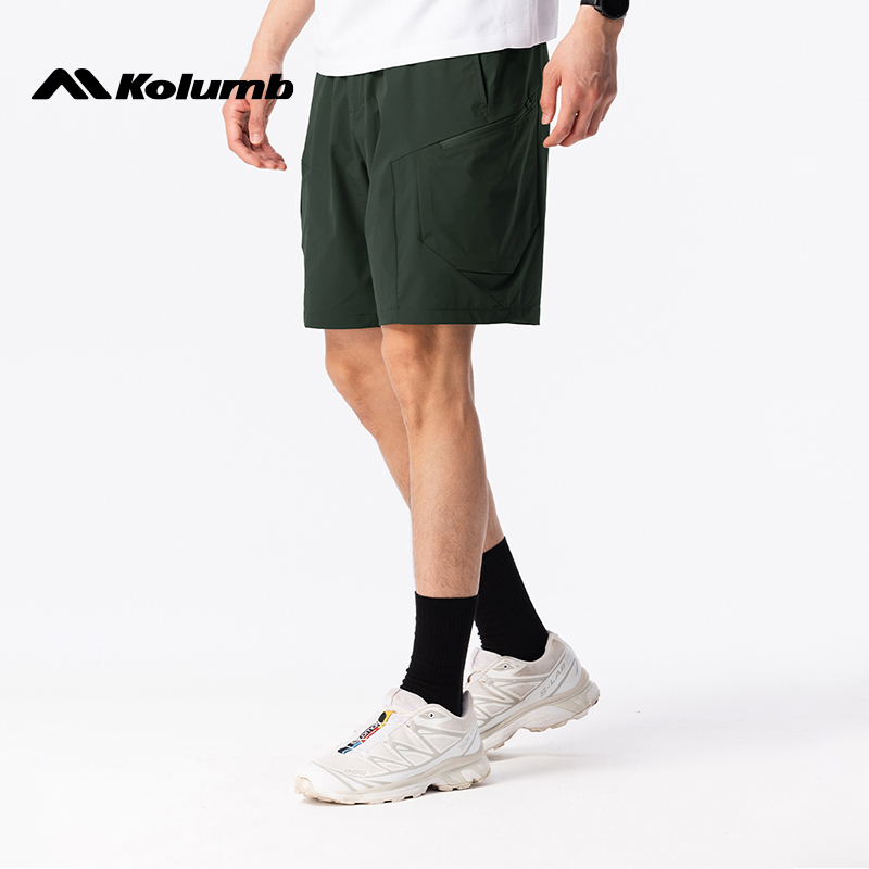 kolumb/哥仑步防泼水四面弹力梭织短裤春夏户外休闲裤男透气舒适