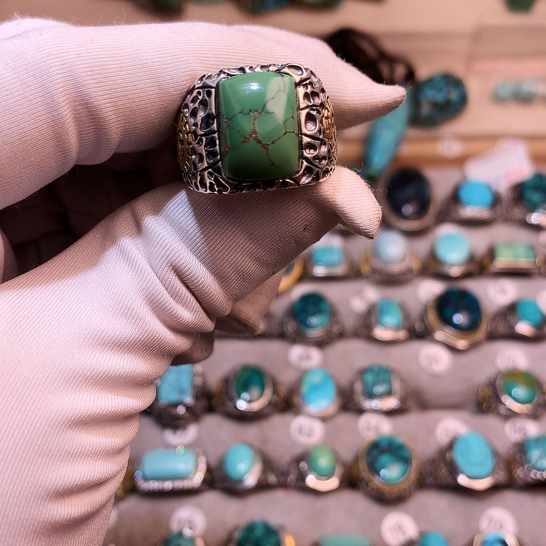 绿松石挂件银S925镶嵌