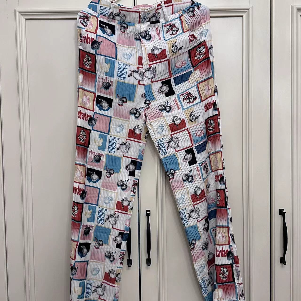 559【1403】满印压褶皱休闲裤