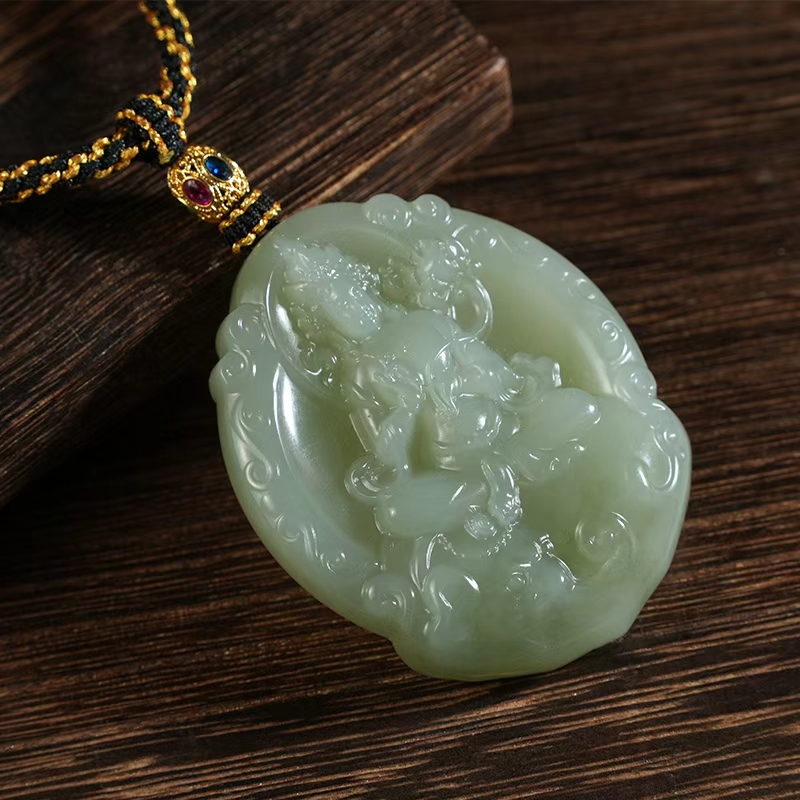 【老掌柜】18k和田玉/绿度母吊坠/ B071709