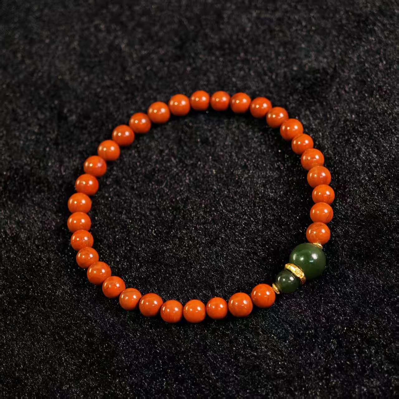 【Y】THL南红圆珠单圈手串diy和田玉5-7mm+