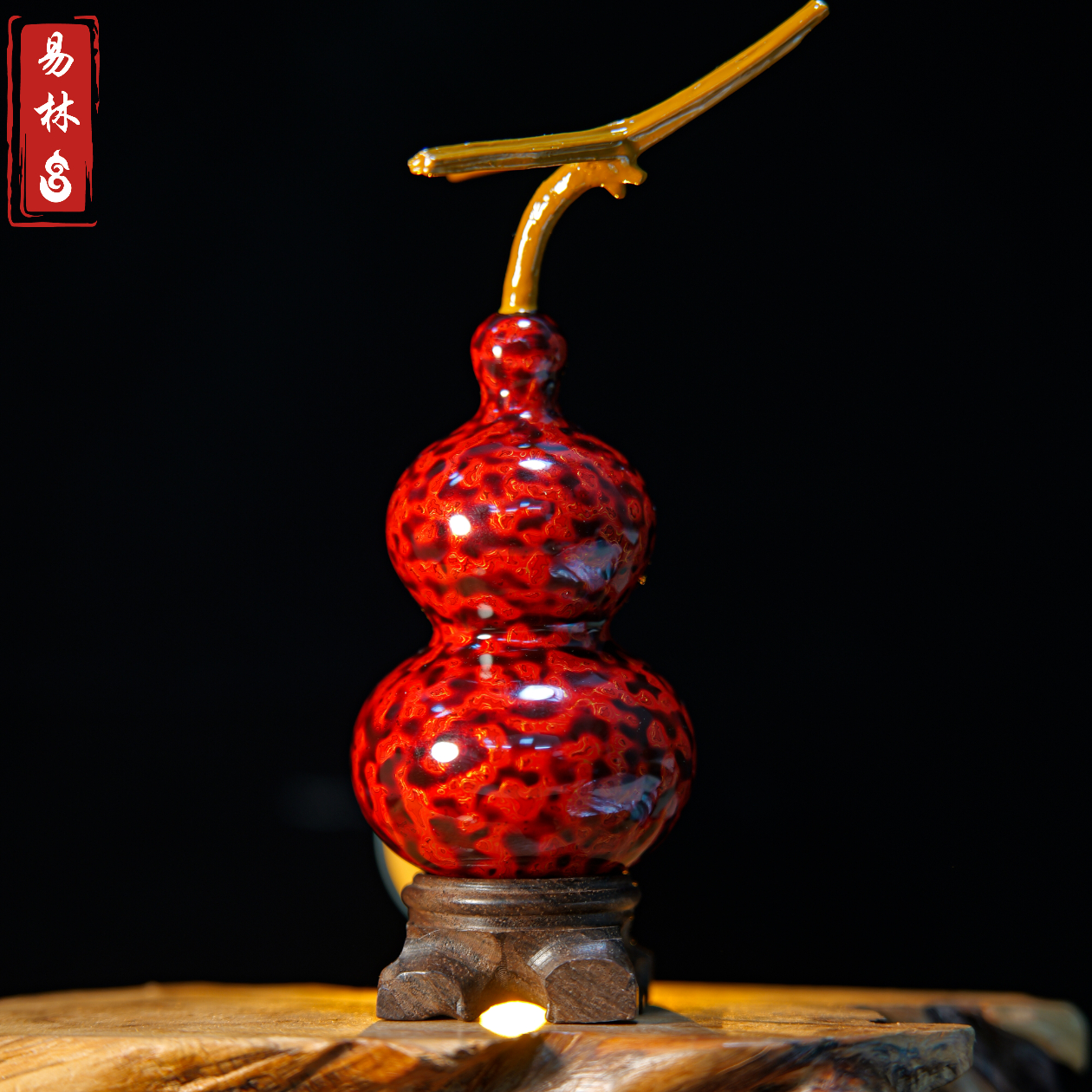 【雪龙吟~ 景星庆云摆件】犀皮大漆金虫工艺高端酒葫芦文玩福禄摆件