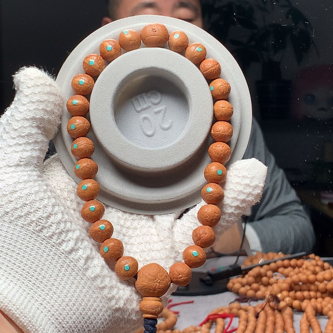 道***鸿凤眼菩提手串25年尼泊尔小12单仓松钉手持