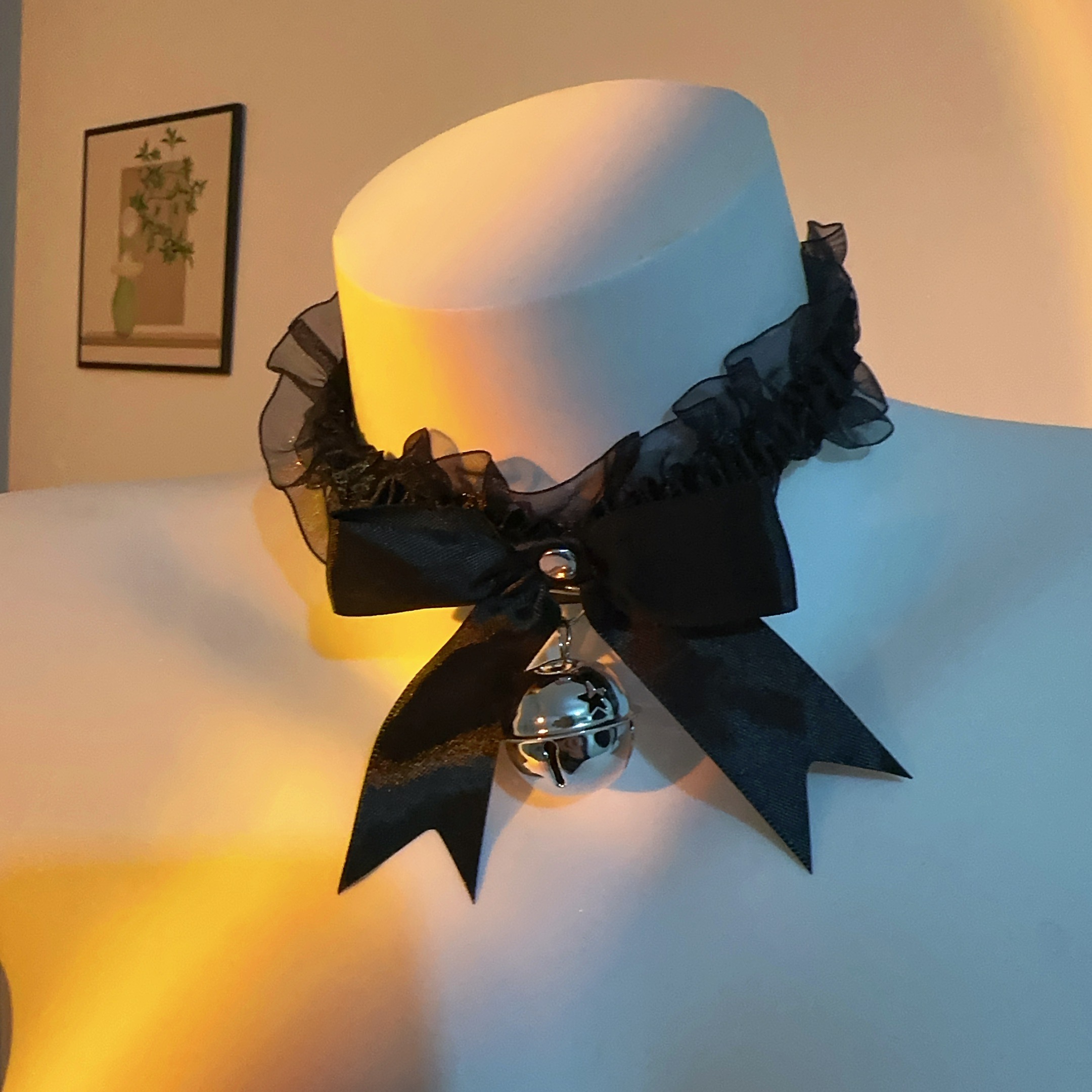 蕾丝松紧项圈项链性感猫女郎可爱女仆蝴蝶结铃铛小道具氛围感