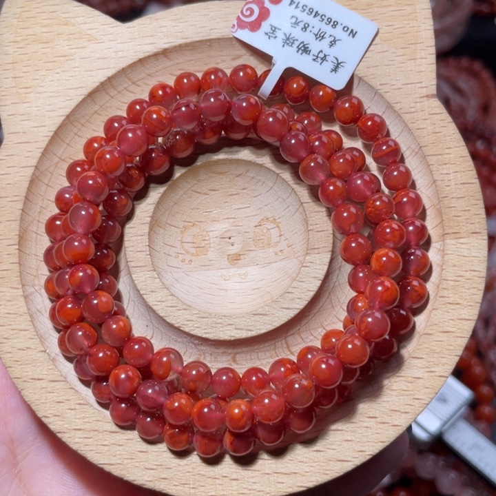 南红玛瑙未镶嵌5.5咪紫底妖花1255